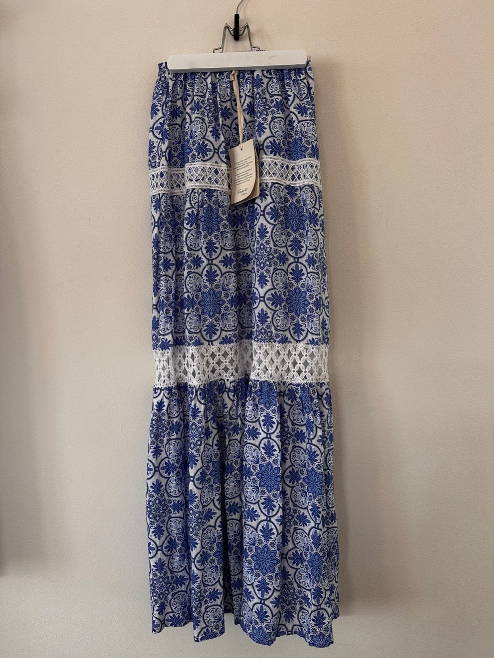 Temptation Positano Summer Blue Linen Maxi Skirt - Picture 9 of 12